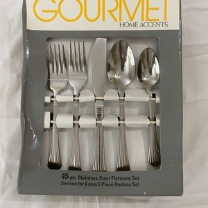 Gourmet 45 piece stainless steel flatware set new in box